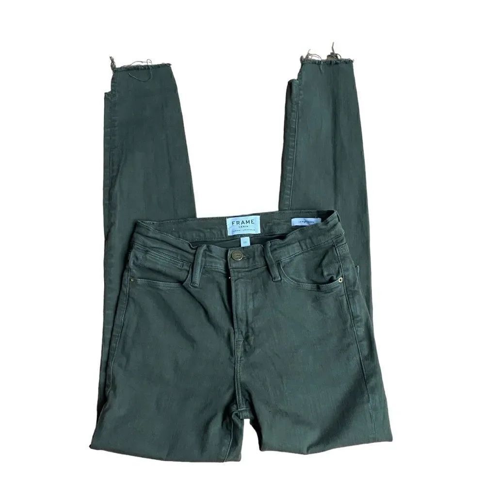 FRAME Denim Le High Skinny Jeans Army Green Size 26